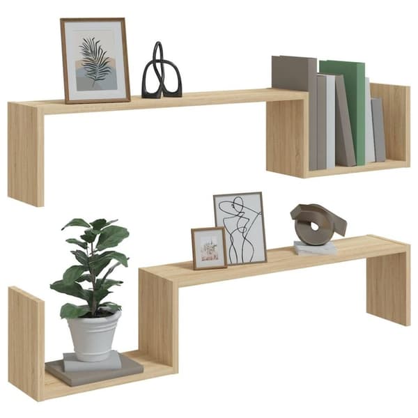 vidaXL Vegghyller 2 stk sonoma eik 100x15x20 cm konstruert tre
