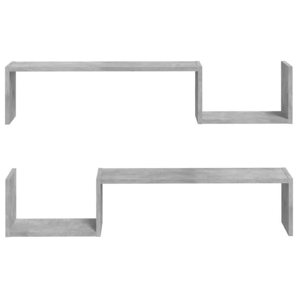 vidaXL Vegghyller 2 stk betonggrå 100x15x20 cm konstruert tre