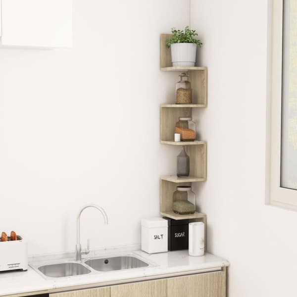 vidaXL Veggmontert hjørnehylle sonoma eik 20x20x127,5cm konstruert tre