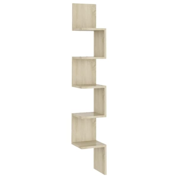 vidaXL Veggmontert hjørnehylle sonoma eik 20x20x127,5cm konstruert tre