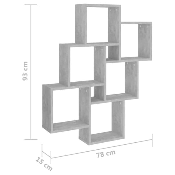 vidaXL vægreol 78x15x93 cm konstrueret træ betongrå