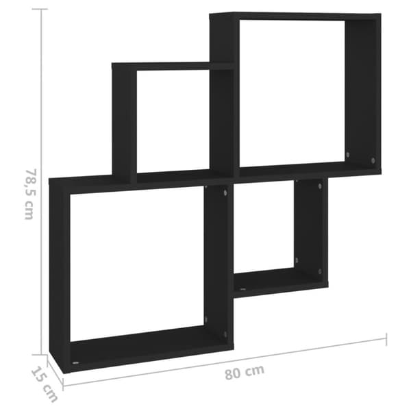 vidaXL vægreol 80x15x78,5 cm konstrueret træ sort