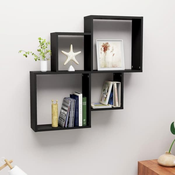 vidaXL vægreol 80x15x78,5 cm konstrueret træ sort