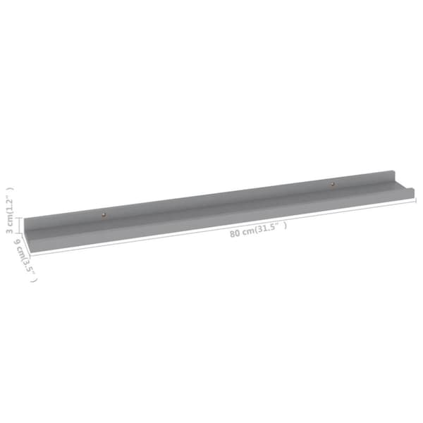 vidaXL Seinähyllyt 4 kpl harmaa 80x9x3 cm