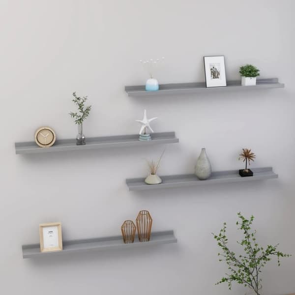vidaXL Seinähyllyt 4 kpl harmaa 80x9x3 cm