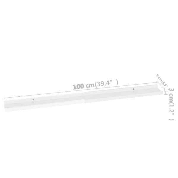 vidaXL Vegghyller 4 stk høyglans hvit 100x9x3 cm