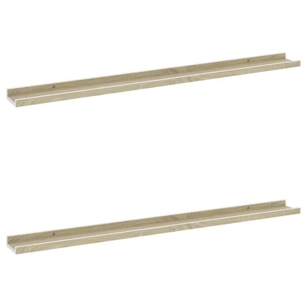 vidaXL væghylder 2 stk. 100x9x3 cm hvid og sonoma-eg