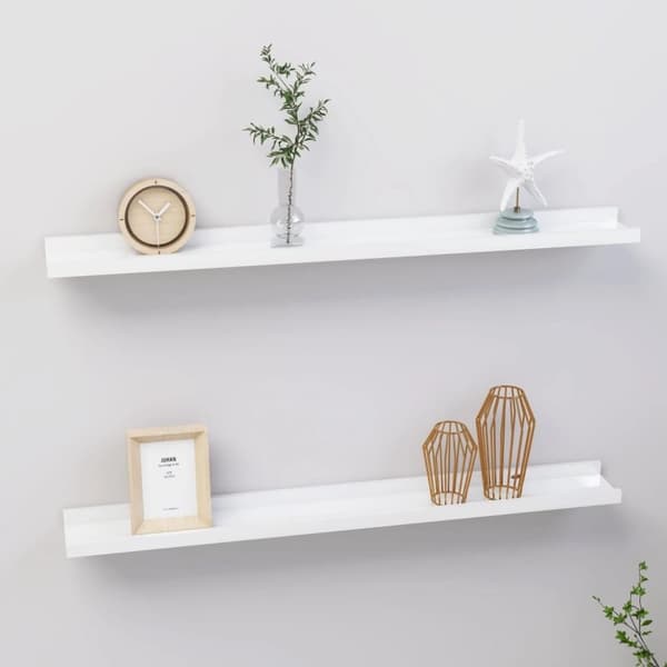 vidaXL væghylder 2 stk. 80x9x3 cm hvid højglans