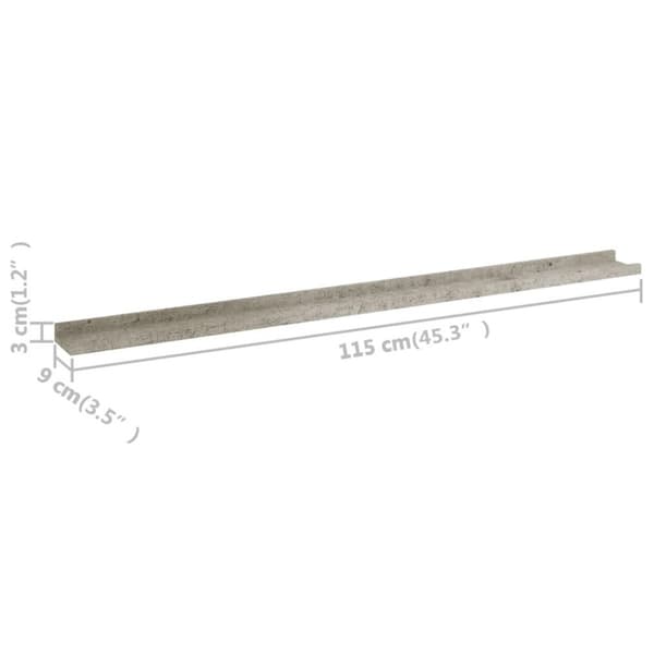 vidaXL Seinähyllyt 4 kpl betoninharmaa 115x9x3 cm