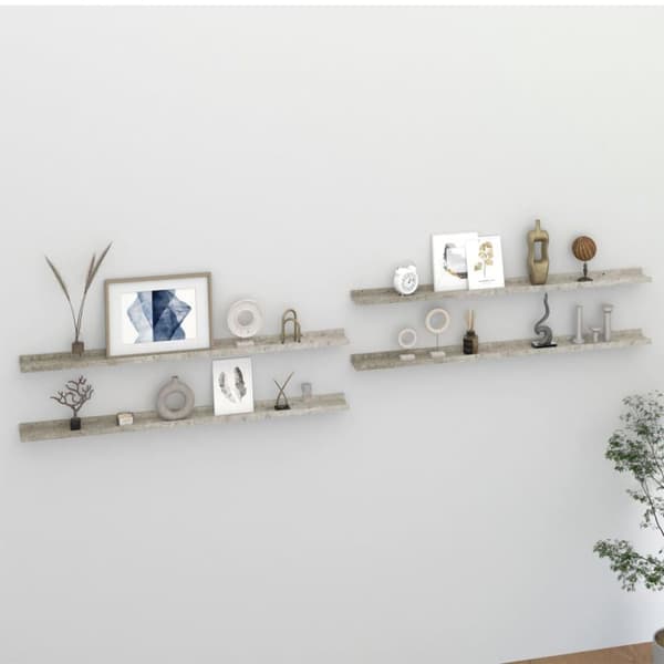 vidaXL Seinähyllyt 4 kpl betoninharmaa 115x9x3 cm