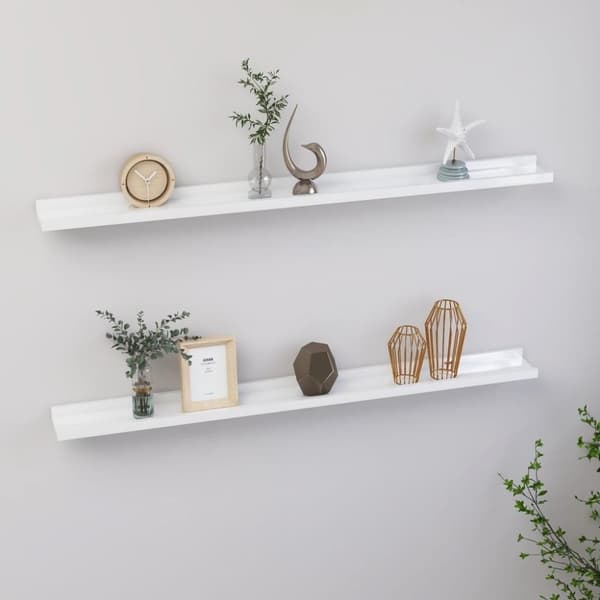 vidaXL væghylder 2 stk. 100x9x3 cm hvid højglans