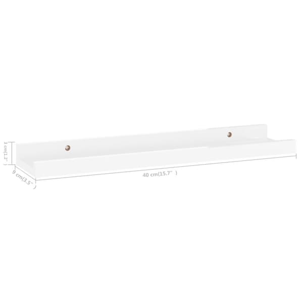 vidaXL Vägghyllor 2 st vit högglans 40x9x3 cm
