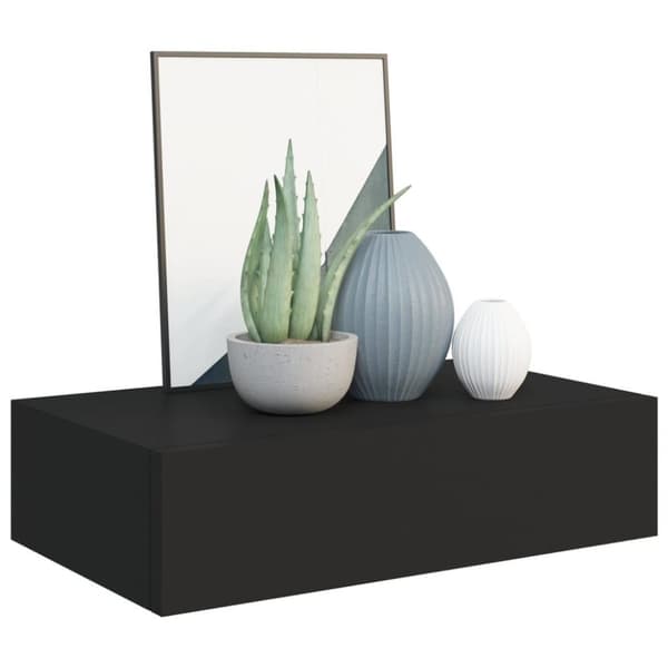 vidaXL Veggmonterte skuffehyller 2 stk svart 40x23,5x10 cm MDF