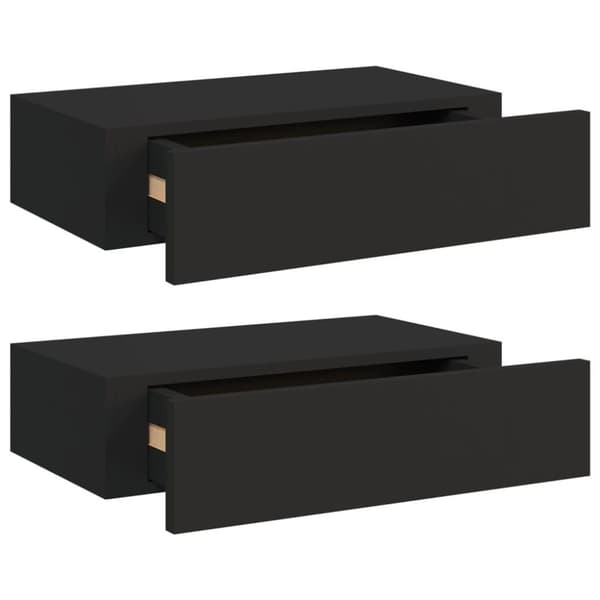 vidaXL Veggmonterte skuffehyller 2 stk svart 40x23,5x10 cm MDF