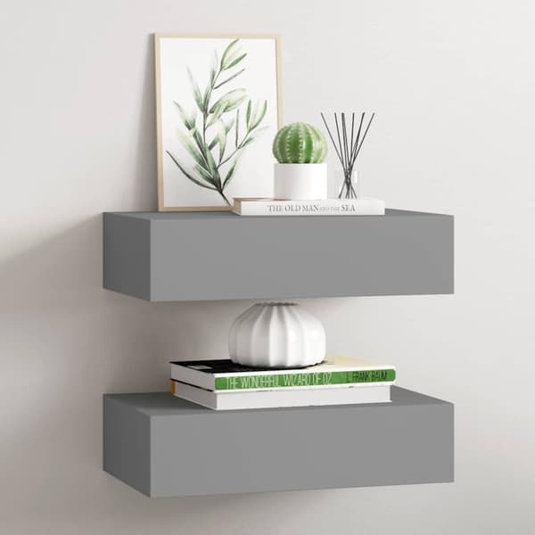 vidaXL væghylder med skuffer 2 stk. 40x23,5x10 cm MDF grå