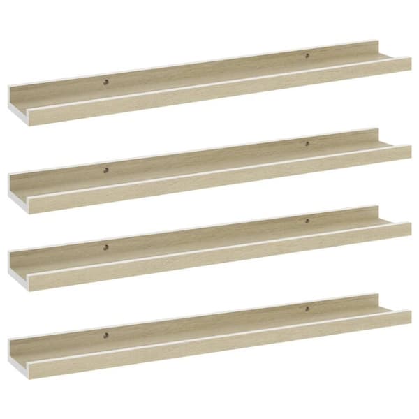 vidaXL Vägghyllor 4 st vit och sonoma-ek 60x9x3 cm