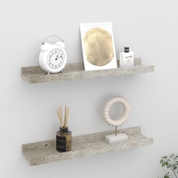 vidaXL væghylder 2 stk. 40x9x3 cm betongrå