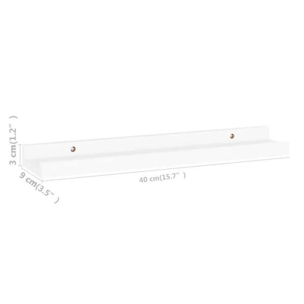 vidaXL Vegghyller 4 stk hvit 40x9x3 cm