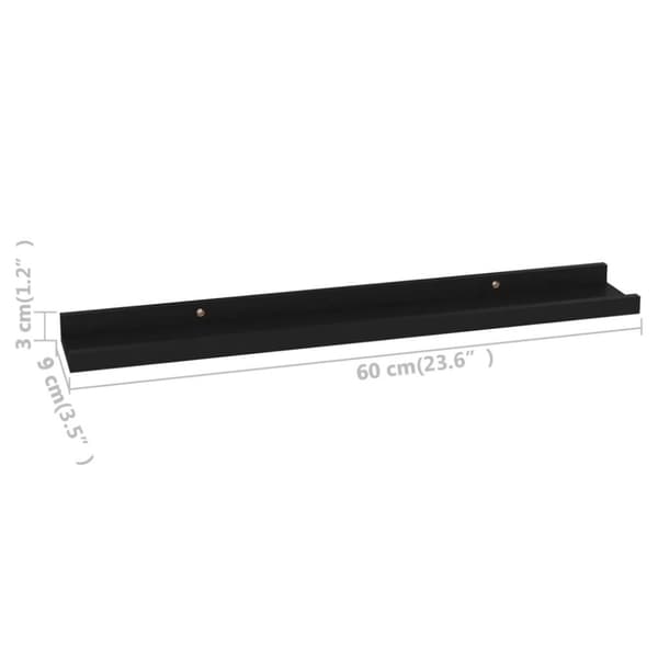 vidaXL Vegghyller 4 stk svart 60x9x3 cm