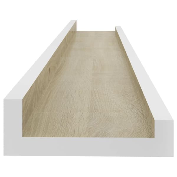 vidaXL Vägghyllor 2 st vit och sonoma-ek 60x9x3 cm