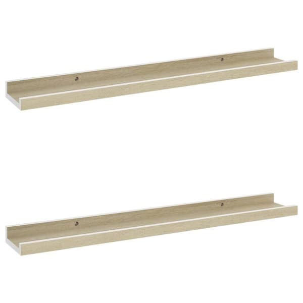 vidaXL Vägghyllor 2 st vit och sonoma-ek 60x9x3 cm