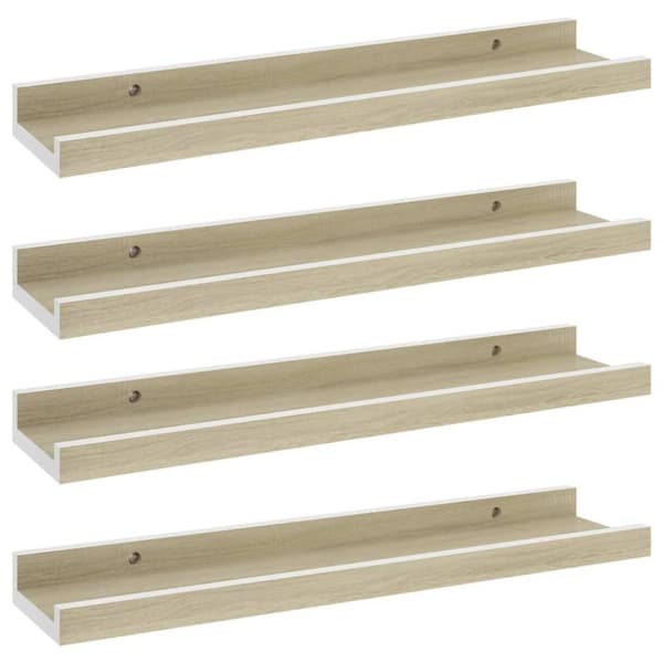 vidaXL væghylder 4 stk. 40x9x3 cm hvid og sonoma-eg