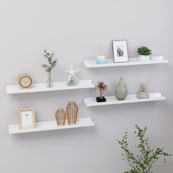 vidaXL væghylder 4 stk. 60x9x3 cm hvid højglans
