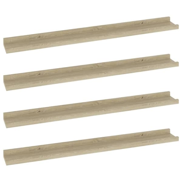 vidaXL væghylder 4 stk. 80x9x3 cm sonoma-eg