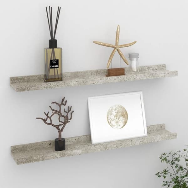 vidaXL væghylder 2 stk. 60x9x3 cm betongrå
