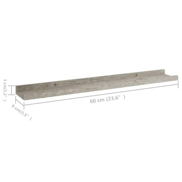 vidaXL væghylder 4 stk. 60x9x3 cm betongrå