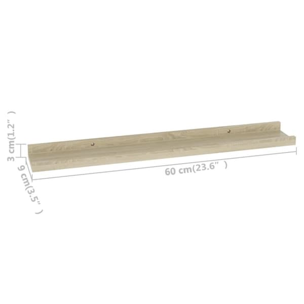 vidaXL væghylder 2 stk. 60x9x3 cm sonoma-eg