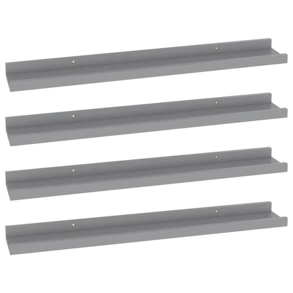 vidaXL Vegghyller 4 stk grå 60x9x3 cm