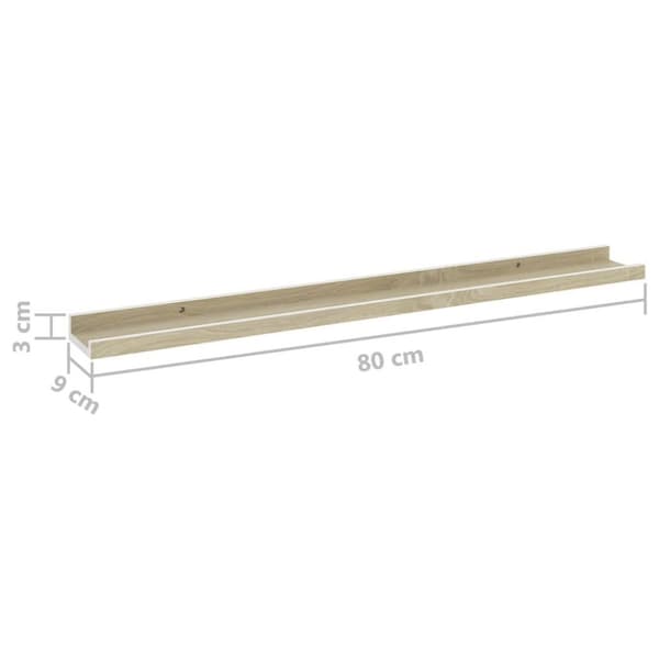 vidaXL væghylder 4 stk. 80x9x3 cm hvid og sonoma-eg