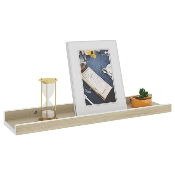 vidaXL væghylder 2 stk. 40x9x3 cm hvid og sonoma-eg