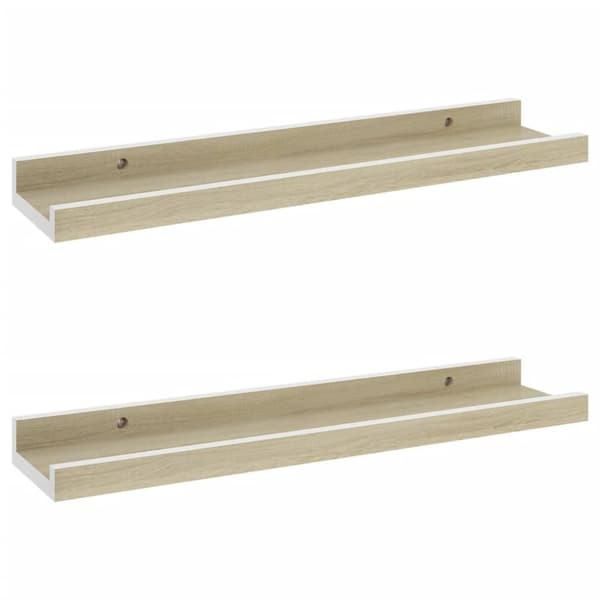 vidaXL væghylder 2 stk. 40x9x3 cm hvid og sonoma-eg