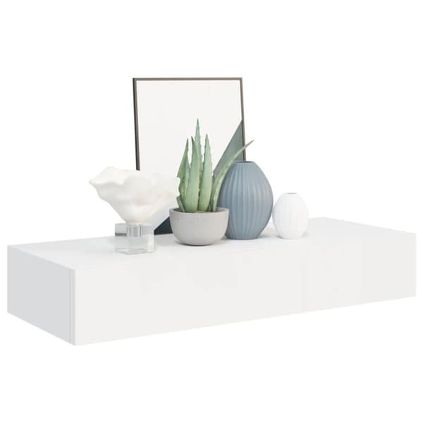 vidaXL væghylde med skuffe 60x23,5x10 cm MDF hvid