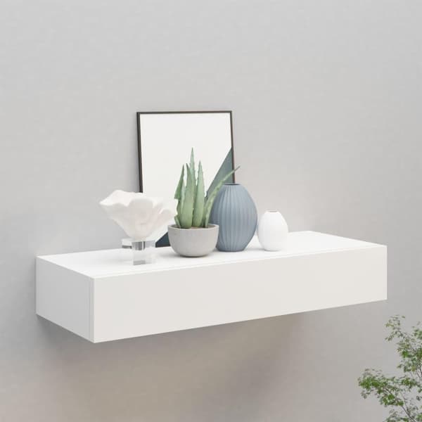 vidaXL væghylde med skuffe 60x23,5x10 cm MDF hvid