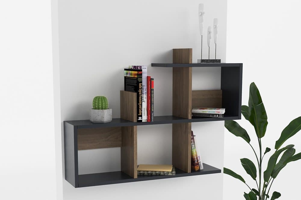 LOGGY Vägghylla 60x20 cm Antracit/Mörkbrun