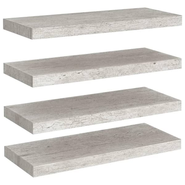 vidaXL Flytende vegghyller 4 stk betonggrå 60x23,5x3,8 cm MDF