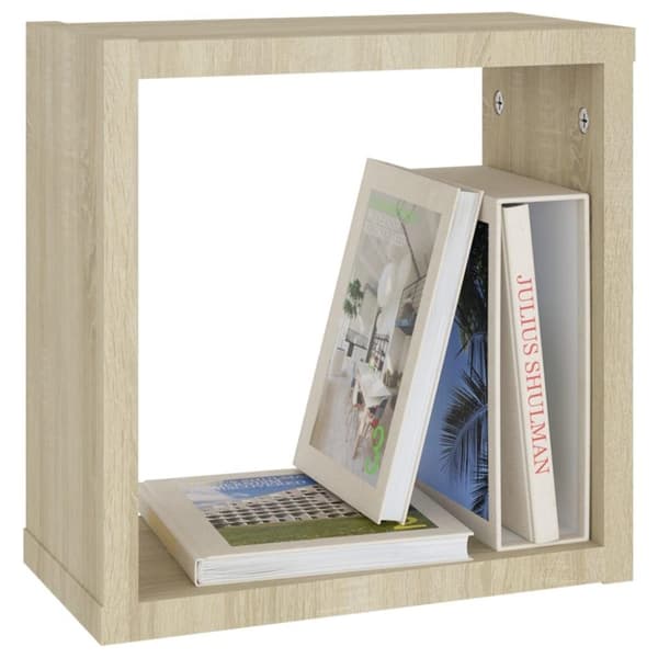 vidaXL væghylder 2 stk. 30x15x30 cm kubeformet sonoma-eg