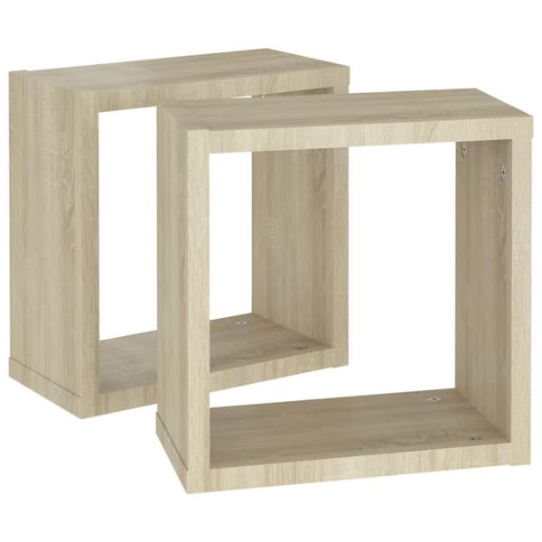 vidaXL væghylder 2 stk. 30x15x30 cm kubeformet sonoma-eg