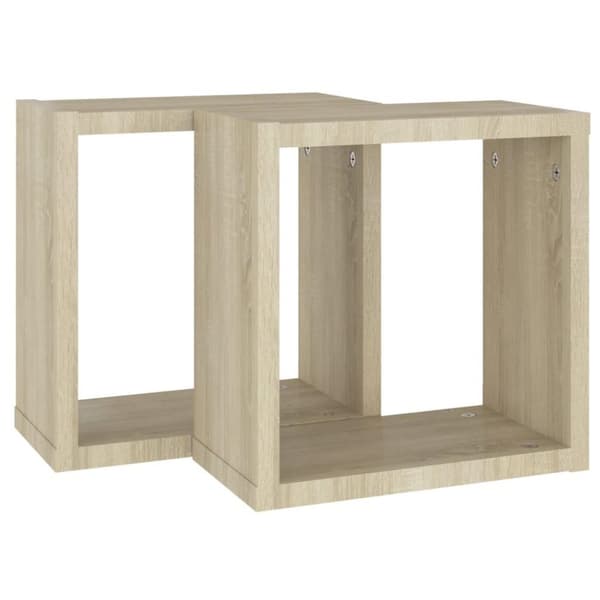 vidaXL væghylder 2 stk. 30x15x30 cm kubeformet sonoma-eg