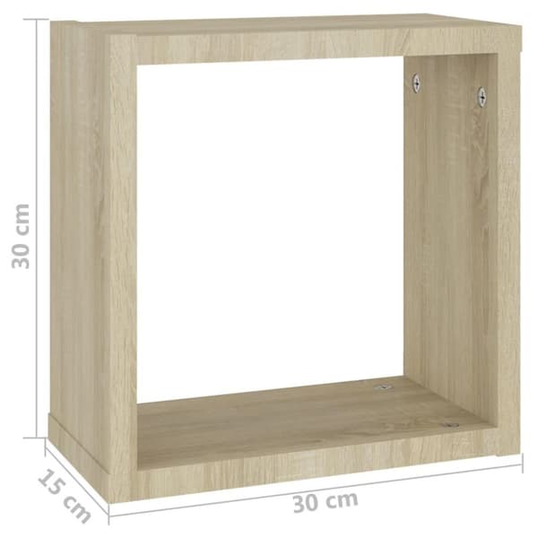 vidaXL væghylder 2 stk. 30x15x30 cm kubeformet sonoma-eg
