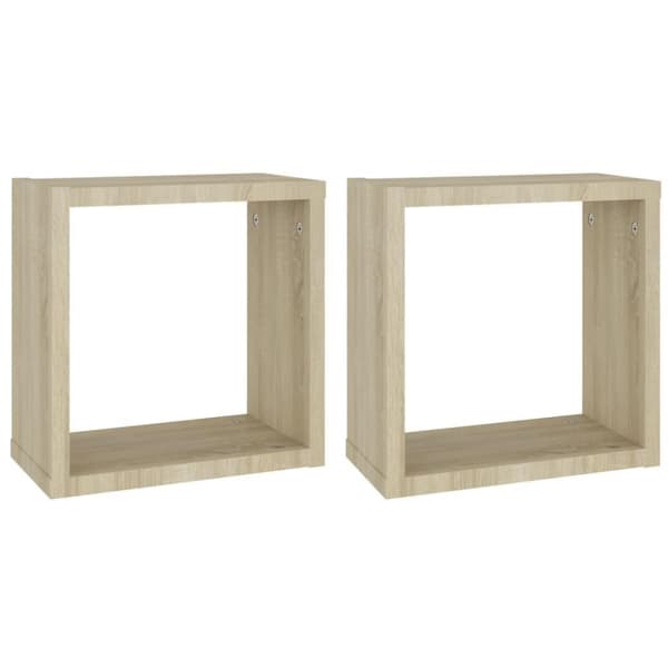 vidaXL væghylder 2 stk. 30x15x30 cm kubeformet sonoma-eg