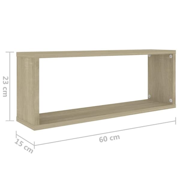 vidaXL væghylder 2stk. 60x15x23cm kubeformet konstrueret træ sonoma-eg
