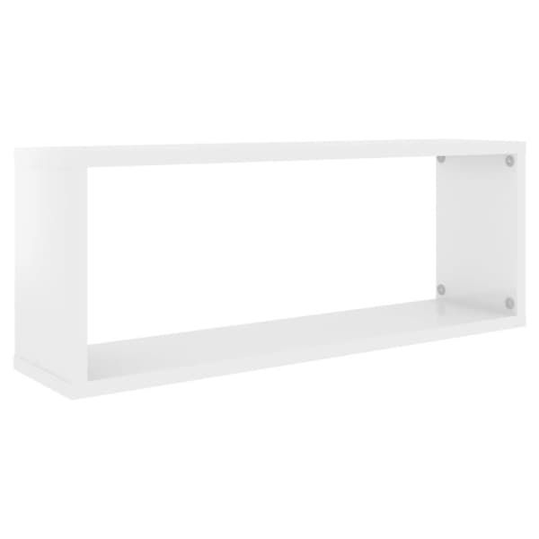 vidaXL væghylder 2 stk. 60x15x23 cm kubeformet hvid højglans