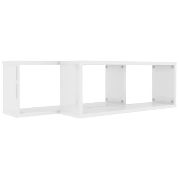vidaXL væghylder 2 stk. 60x15x23 cm kubeformet hvid højglans