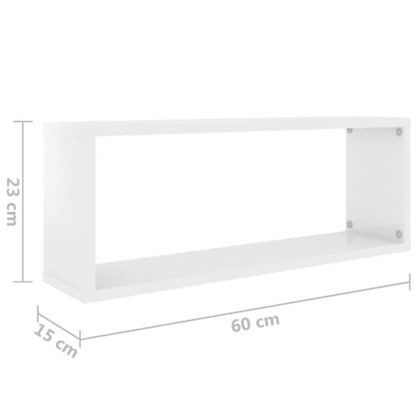 vidaXL væghylder 2 stk. 60x15x23 cm kubeformet hvid højglans