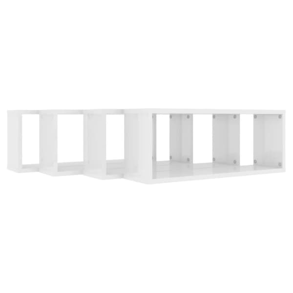 vidaXL væghylder 4 stk. 60x15x23 cm kubeformet hvid højglans