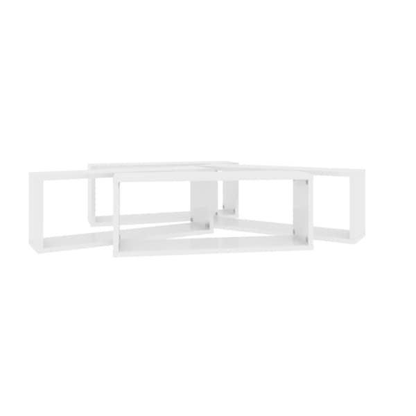vidaXL væghylder 4 stk. 60x15x23 cm kubeformet hvid højglans